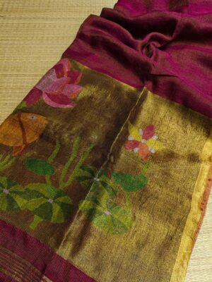 Pure Linen By Linen Paithani Sarees With Blouse (10)