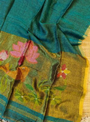 Pure Linen By Linen Paithani Sarees With Blouse (19)