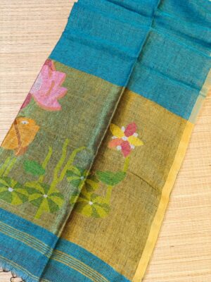 Pure Linen By Linen Paithani Sarees With Blouse (20)