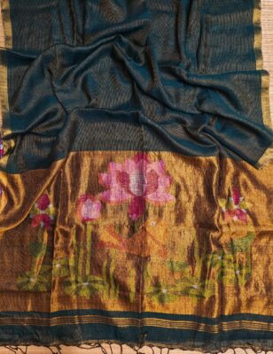 Pure Linen By Linen Paithani Sarees With Blouse (22)