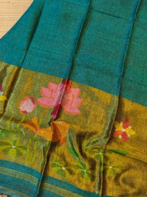Pure Linen By Linen Paithani Sarees With Blouse (24)