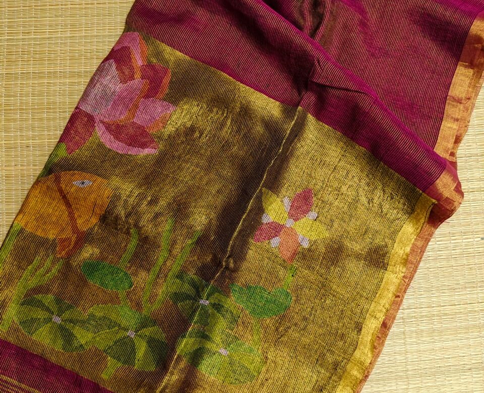 Pure Linen By Linen Paithani Sarees With Blouse (3)