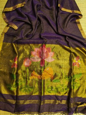 Pure Linen By Linen Paithani Sarees With Blouse (7)