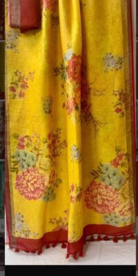 Pure Linen Sarees With Blouse (22)