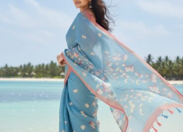 Pure Linen Sarees With Blouse (7)