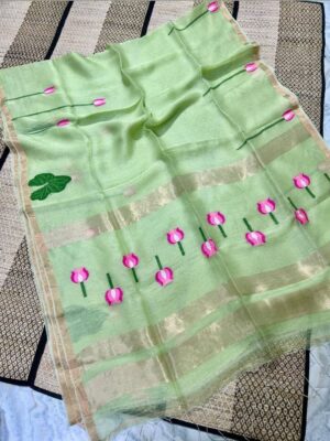 Pure Linen Silk Jamdhani Weaving Sarees (13)
