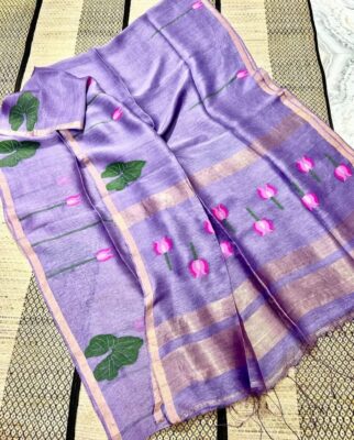 Pure Linen Silk Jamdhani Weaving Sarees (2)