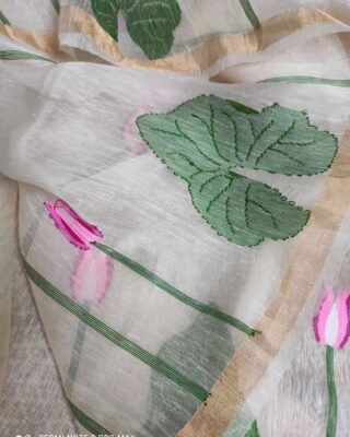 Pure Linen Silk Jamdhani Weaving Sarees (6)