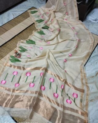 Pure Linen Silk Jamdhani Weaving Sarees (7)