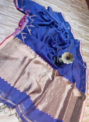 Pure Tissue Linen Sarees With Blouse (2)