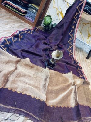 Pure Tissue Linen Sarees With Blouse (26)