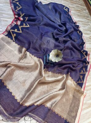 Pure Tissue Linen Sarees With Blouse (9)