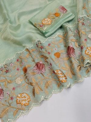 Pure Tissue Organza Silk Scalloped Sarees (13)