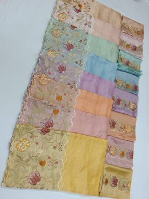 Pure Tissue Organza Silk Scalloped Sarees (15)