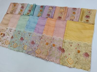 Pure Tissue Organza Silk Scalloped Sarees (16)