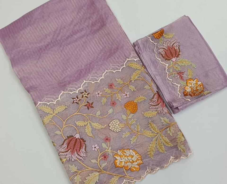 Pure Tissue Organza Silk Scalloped Sarees (17)