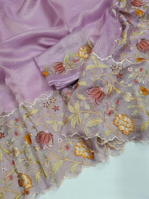 Pure Tissue Organza Silk Scalloped Sarees (2)