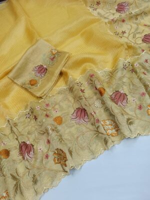 Pure Tissue Organza Silk Scalloped Sarees (23)