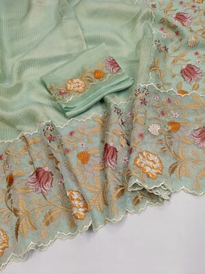 Pure Tissue Organza Silk Scalloped Sarees (29)