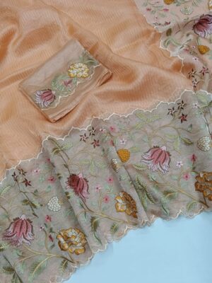 Pure Tissue Organza Silk Scalloped Sarees (3)