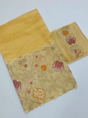 Pure Tissue Organza Silk Scalloped Sarees (9)