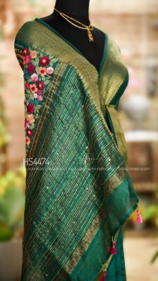 Pure Tussar By Linen Silk Hand Emnroidary Sarees (19)