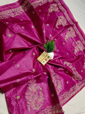 Pure Tussar Embroidary Work Sarees (14)