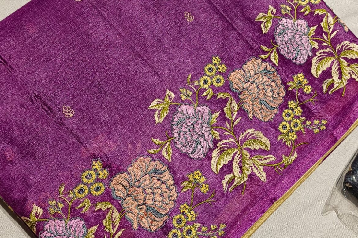 Pure Tussar Embroidary Work Sarees (24)