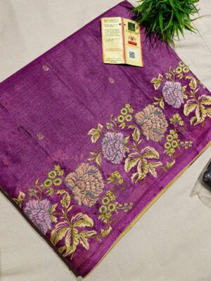Pure Tussar Embroidary Work Sarees (24)