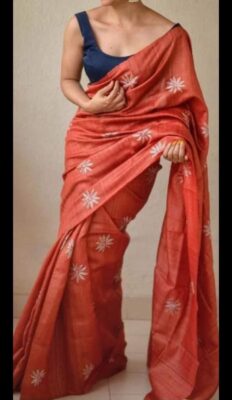 Pure Tussar Ghicha Embroidary Silk Sarees (10)