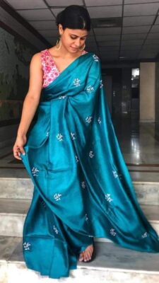 Pure Tussar Ghicha Embroidary Silk Sarees (3)