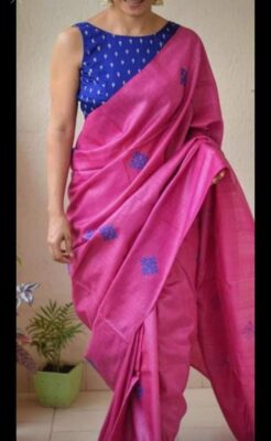Pure Tussar Ghicha Embroidary Silk Sarees (4)