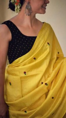 Pure Tussar Ghicha Embroidary Silk Sarees (5)