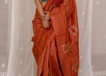 Pure Tussar Ghicha Embroidary Silk Sarees (6)