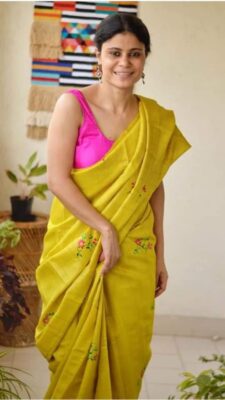 Pure Tussar Ghicha Embroidary Silk Sarees (9)