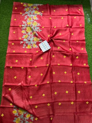 Pure Tussar Silk Sarees With Kantha Work (2)