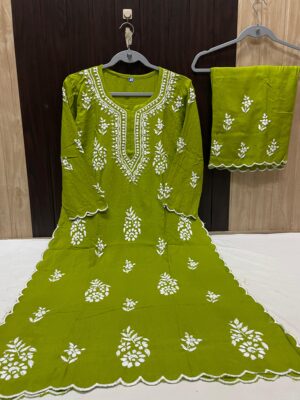 Soft Rayon Chikankari Dresses (10)