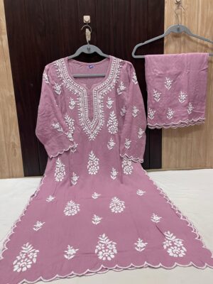 Soft Rayon Chikankari Dresses (11)