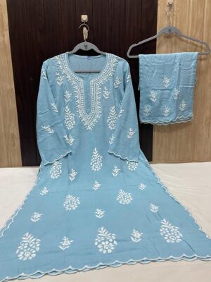 Soft Rayon Chikankari Dresses (12)