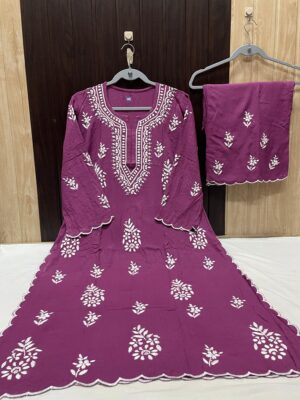 Soft Rayon Chikankari Dresses (15)