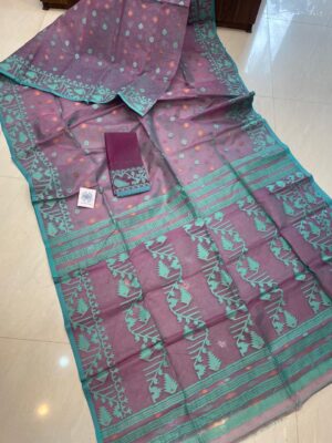 Soft Resham Dhakai Jamdhani With Blouse (7)