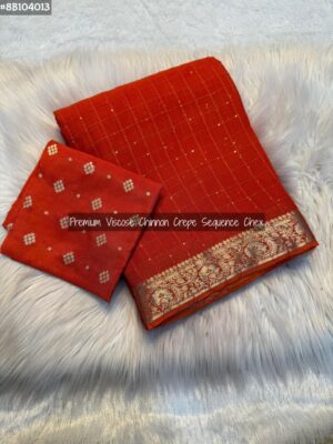 Viscose Chinnon Crepe Silk Sarees (1)