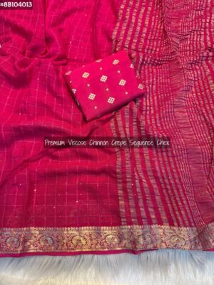 Viscose Chinnon Crepe Silk Sarees (10)