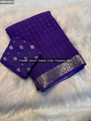 Viscose Chinnon Crepe Silk Sarees (2)