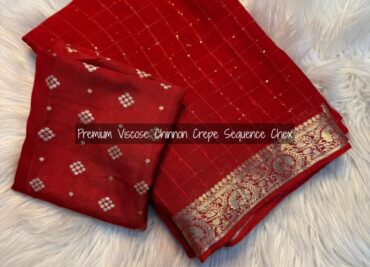 Viscose Chinnon Crepe Silk Sarees (3)