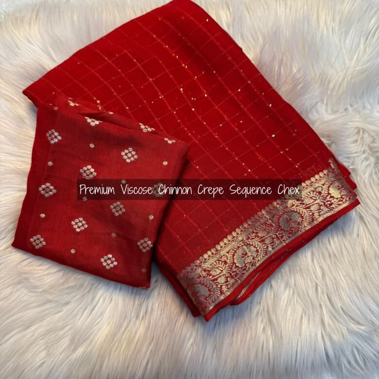 Viscose Chinnon Crepe Silk Sarees (3)