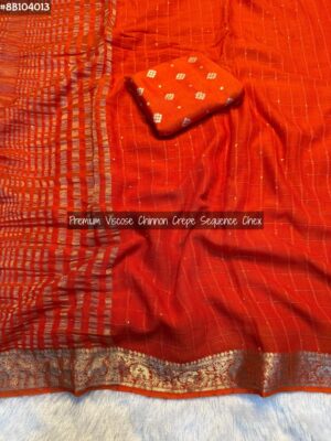 Viscose Chinnon Crepe Silk Sarees (6)