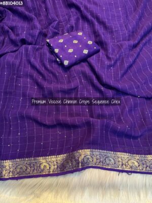 Viscose Chinnon Crepe Silk Sarees (7)