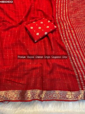 Viscose Chinnon Crepe Silk Sarees (8)