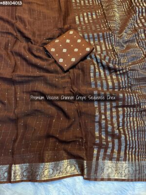Viscose Chinnon Crepe Silk Sarees (9)